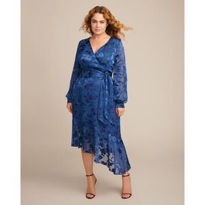 Parker Lorelei Floral Faux-Wrap Dress Long Sleeve Asymmetrical Silk Blend Size 8